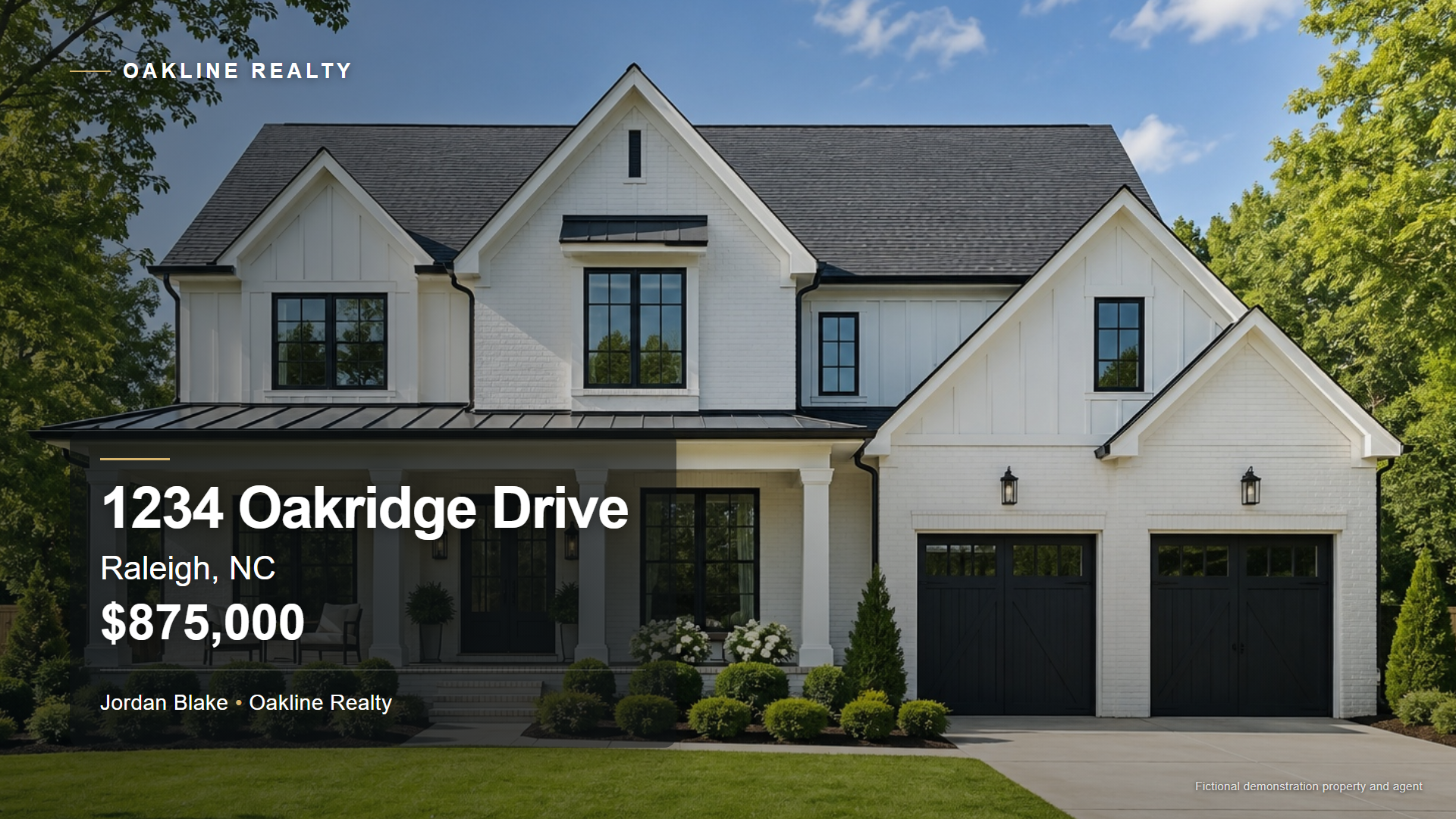 Fictional Oakridge Drive property listing demo cover